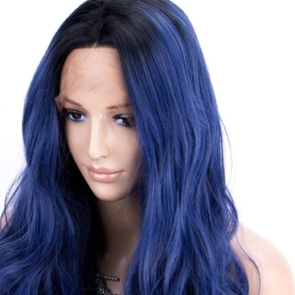 KENSINGTON 24”  BLUE-ISH MIDDLE PART LACEFRONT WIG main image 7
